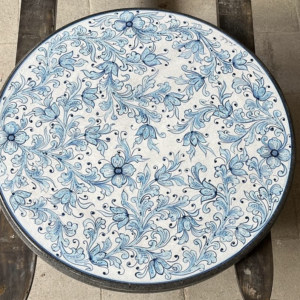 Lava stone table (Diameter 80cm) blue white
