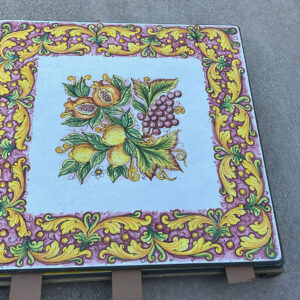Lava stone table 100x100cm lemon pink