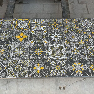 Lava stone table 160x80cm black yellow