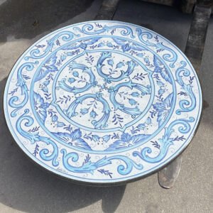 Lava stone table (Diameter 100cm) blue white