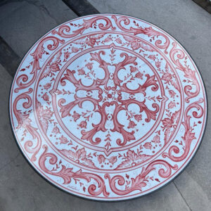 Lava stone table (Diameter 100cm) red white