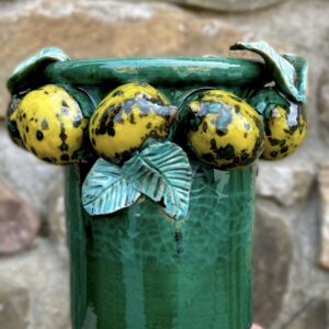 Lemons vase dark green